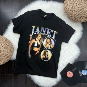 Gildan Janet Jackson 90s Pop Icon Graphic Cotton Black T-shirt Medium